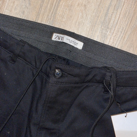 Zara Men’s Black Pants NEW Straight Cut Chinos - Picture 7 of 9